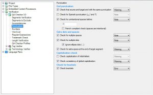 Screenshot of punctuation settings in SDL Trados Studio | Blog |German to English technical translation